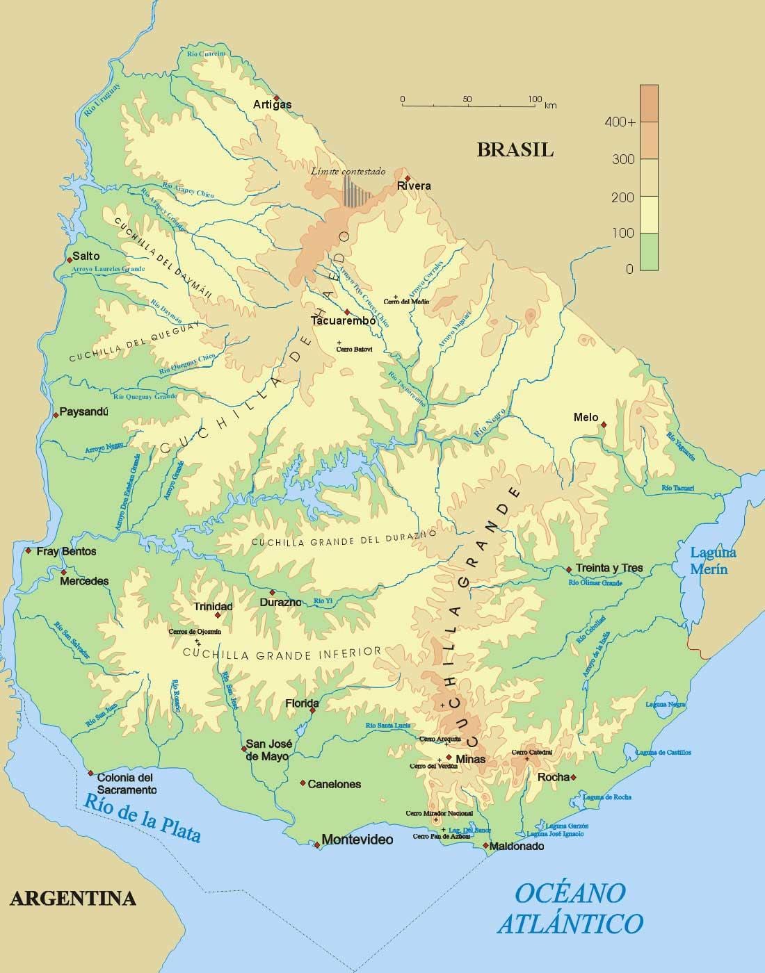 Mappa di fisica Uruguay