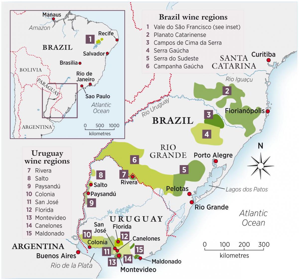 Mappa di Uruguay vino